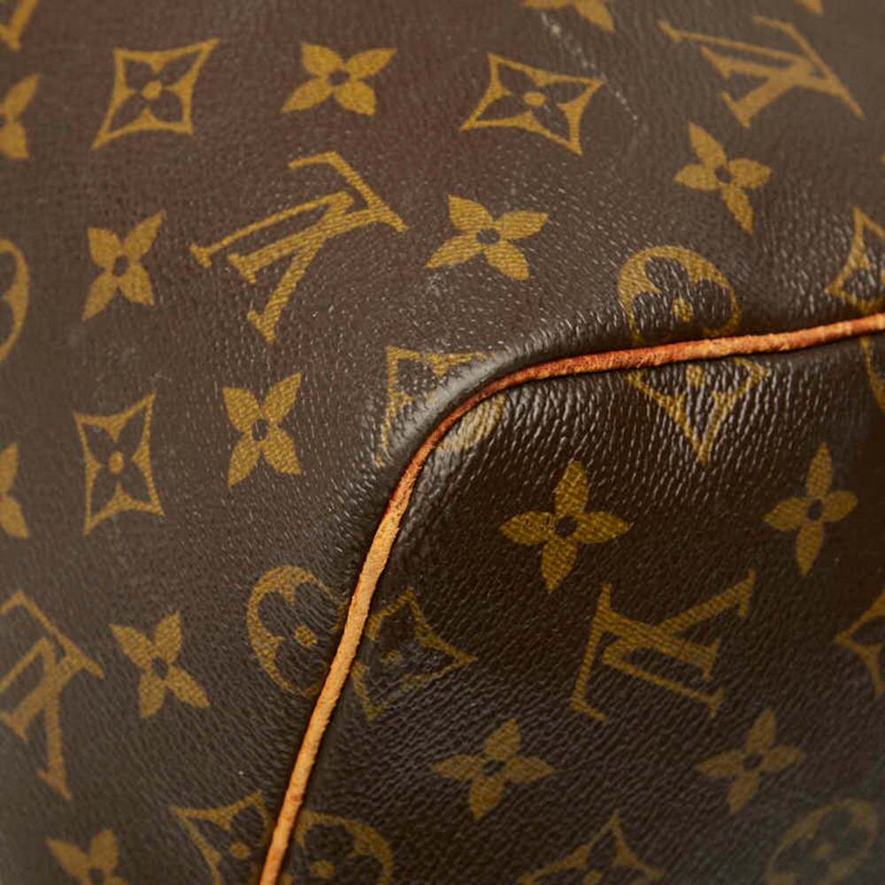 LOUIS VUITTON Authentic Brown Monogram Leather Keepall 55 Boston Bag - Picture 5 of 14
